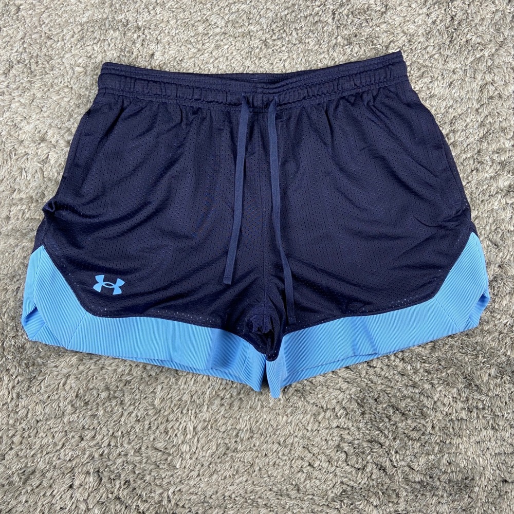 Under Armour Elevated Mesh Shorts Mens L Navy Blue Sporty Gym Training Active